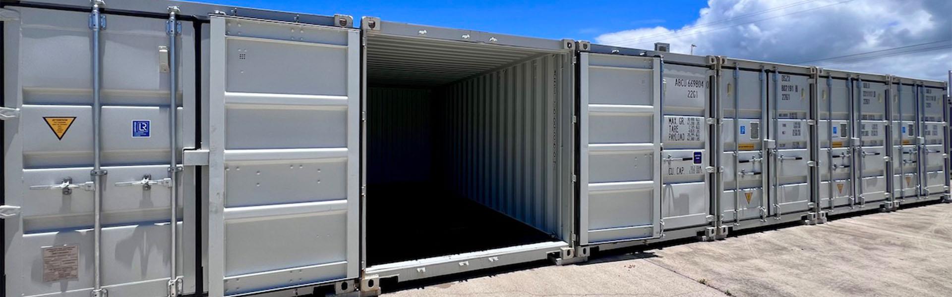 a row of easy access storage containers at sunshine coast storage